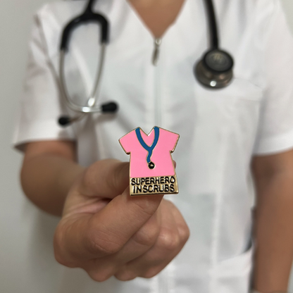 Superhero in scrubs pink